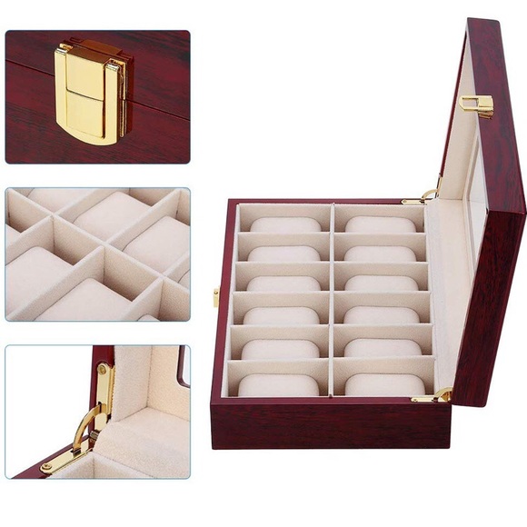 Beautiful Wooden 12 Slot Watch Jewelry Box - Picture 4 of 5